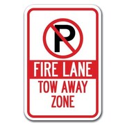 SIGNMISSION Fire Lane Tow-Away Zone with P symbol 12inx18in Heavy Aluminums, A-1218 Tow Away Parkings - F L sy A-1218 Tow Away Parking Signs - F L sy